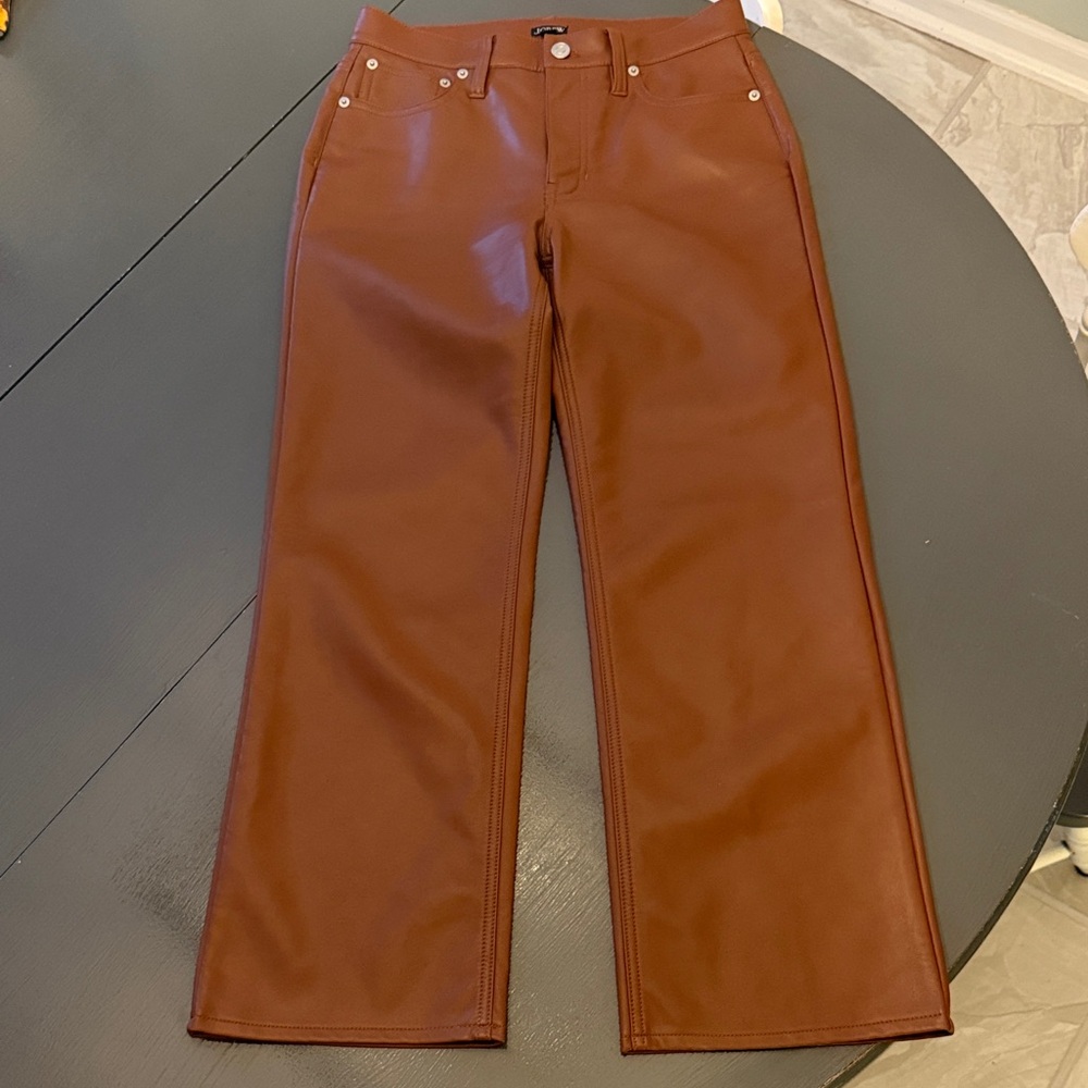 J. Crew slim wide leg faux leather pants - Picture 3 of 7